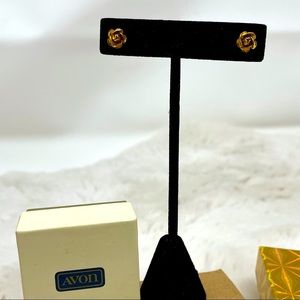 VINTAGE AVON 14K GF Rose Stud Earrings